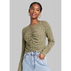 Wild Fable Long Sleeve Lace Up Cozy Knit Top